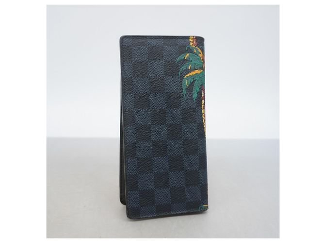 Louis Vuitton Damier Cobalt Portefeuille Brazza Long Wallet Nero Blu navy - vista 7