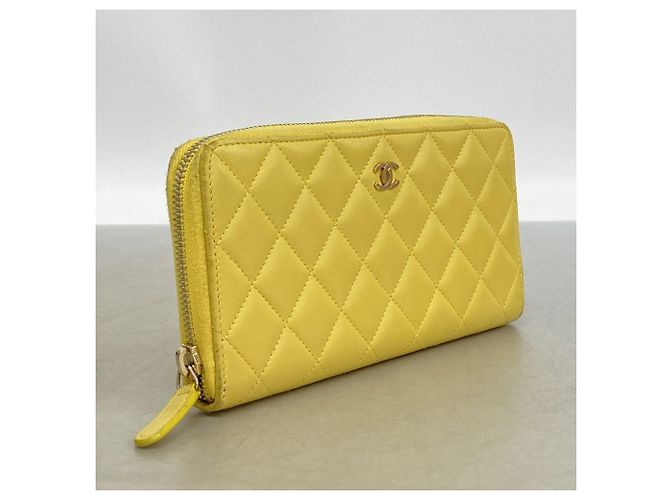 Chanel Long Wallet aus gelbem Lammleder - Ansicht 2