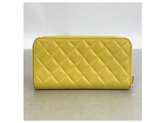 Chanel Long Wallet aus gelbem Lammleder - Ansicht 8