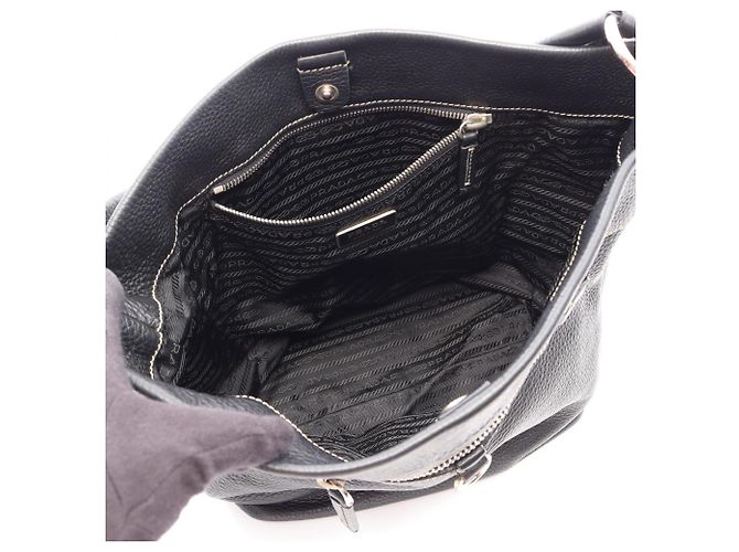 Borsa a mano in pelle nera Prada Nero - vista 3