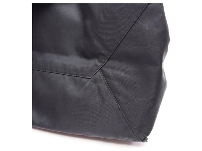 Borsa Tote in Nylon e Pelle Saffiano Prada Nero Blu navy - vista 10