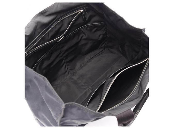 Borsa Tote in Nylon e Pelle Saffiano Prada Nero Blu navy - vista 3