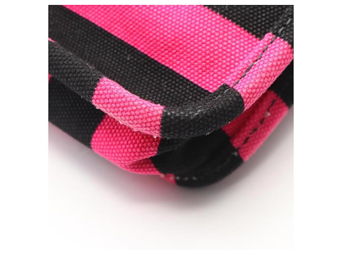 Borsa a Spalla Prada Canapa Righe Marrone Nero Rosa - vista 6