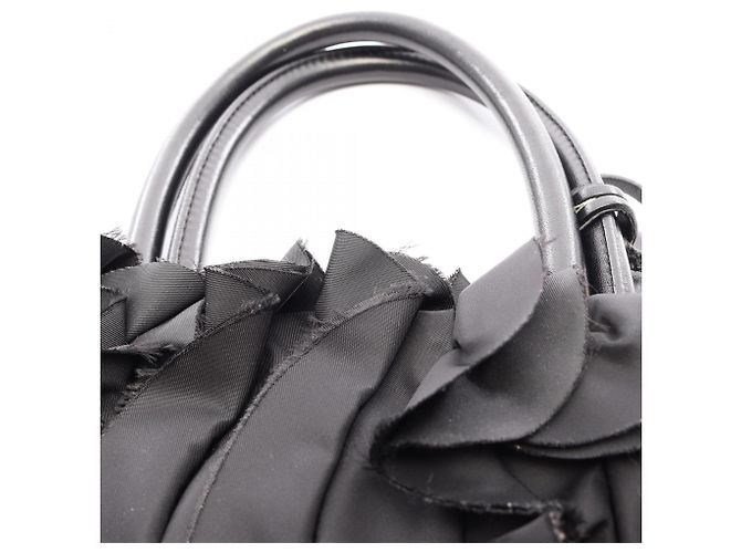Tote Sac cabas Prada Frill noir en nylon et cuir - vue 10