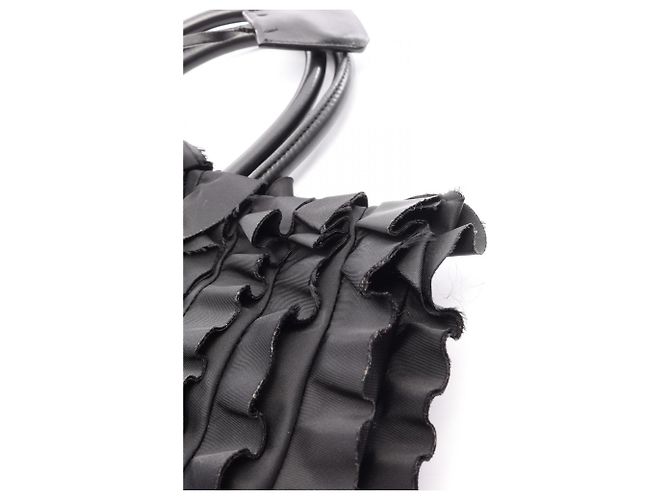 Tote Sac cabas Prada Frill noir en nylon et cuir - vue 14