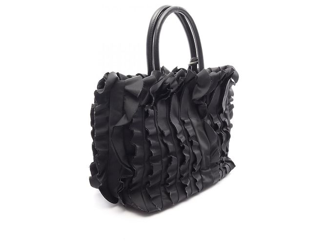 Tote Sac cabas Prada Frill noir en nylon et cuir - vue 2