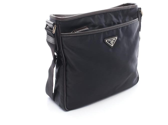 Borsa a tracolla con logo Triangle Prada Nero - vista 2