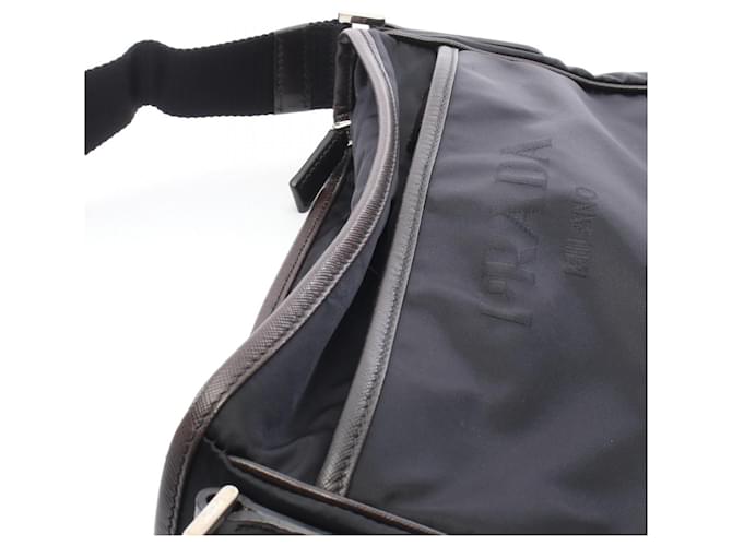 Borsa a tracolla con logo Triangle Prada Nero - vista 5