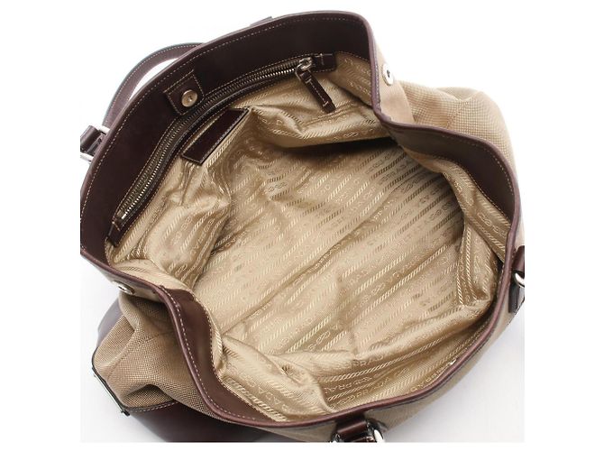 Prada Logo Jacquard Tote Bag Braun Beige - Ansicht 3