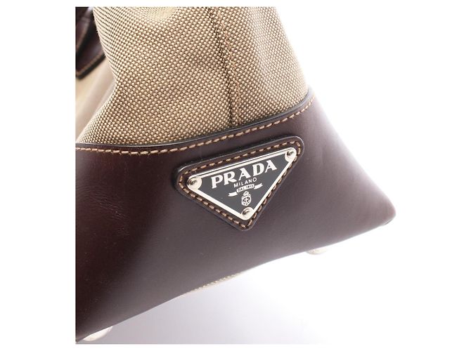 Prada Logo Jacquard Tote Bag Braun Beige - Ansicht 5