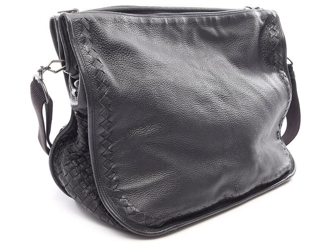Borsa a Spalla Bottega Veneta Intrecciato Nero - vista 2