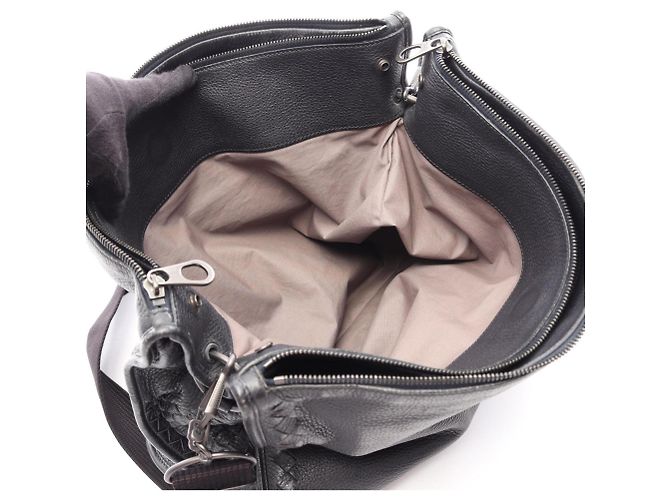 Borsa a Spalla Bottega Veneta Intrecciato Nero - vista 3