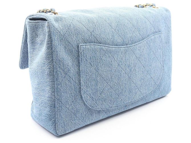 Borsa Chanel Jumbo Matelassé Denim Blu - vista 2