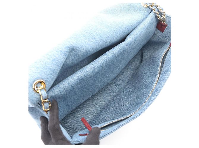 Borsa Chanel Jumbo Matelassé Denim Blu - vista 3