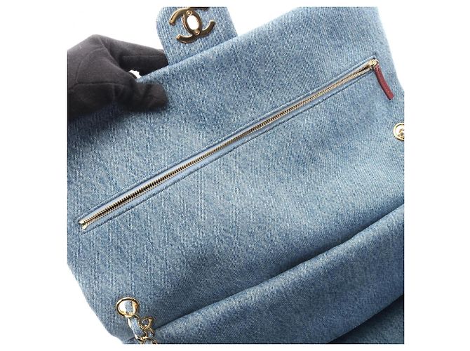 Borsa Chanel Jumbo Matelassé Denim Blu - vista 7