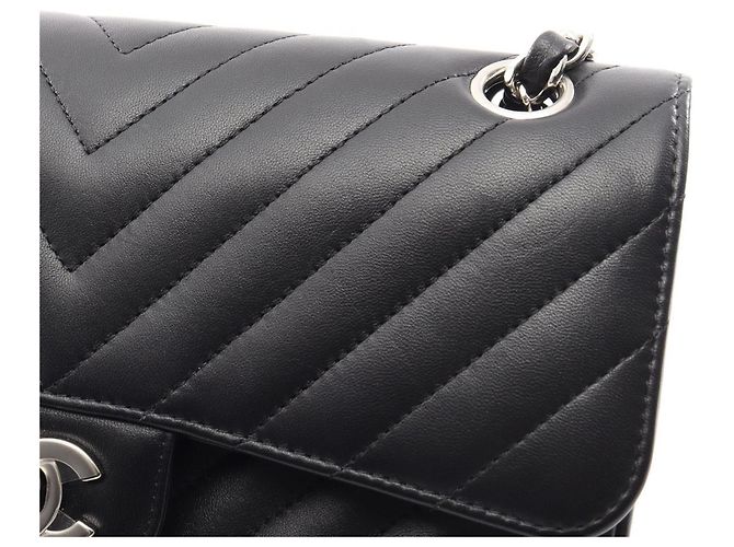 Borsa a Spalla Chanel Chevron V-stitch Nero - vista 9
