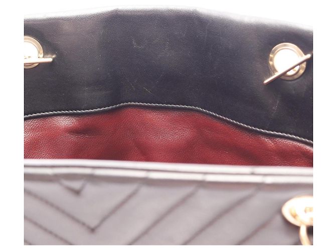 Borsa Tote Chanel V-stitch Chevron Nero - vista 6