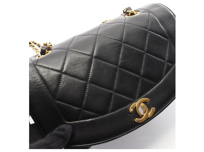 Borsa a Spalla Chanel Matelassé Diana Flap Nero - vista 12