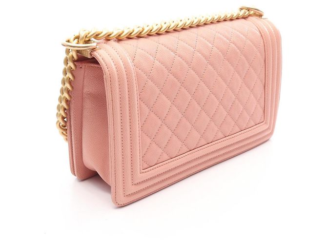 Chanel Boy Schultertasche aus rosa genarbtem Kalbsleder Pink - Ansicht 2