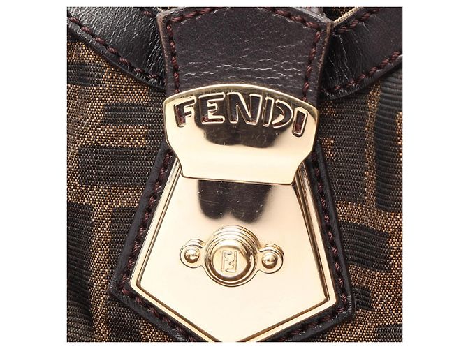 Borsa a tracolla Fendi in tela Zucca e pelle Marrone Nero - vista 10