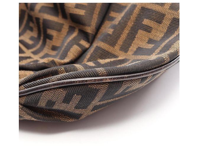 Borsa a tracolla Fendi in tela Zucca e pelle Marrone Nero - vista 11