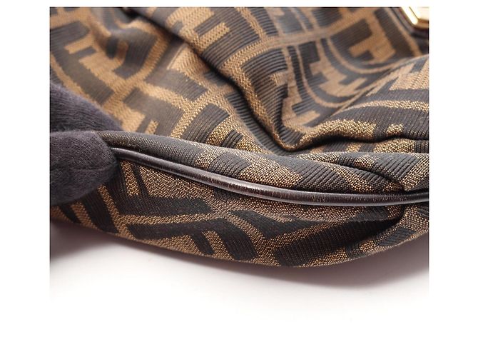 Borsa a tracolla Fendi in tela Zucca e pelle Marrone Nero - vista 12