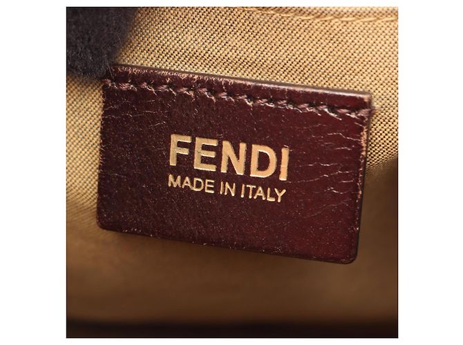 Borsa a tracolla Fendi in tela Zucca e pelle Marrone Nero - vista 4