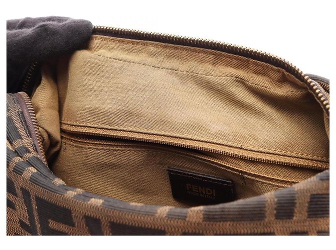 Borsa a tracolla Fendi in tela Zucca e pelle Marrone Nero - vista 5