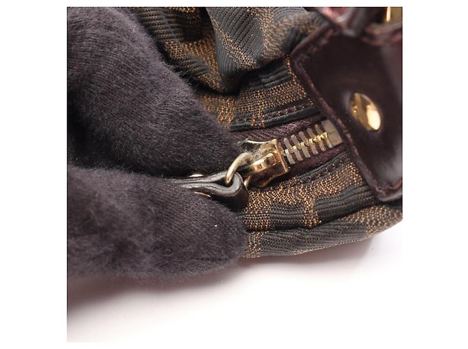 Borsa a tracolla Fendi in tela Zucca e pelle Marrone Nero - vista 6