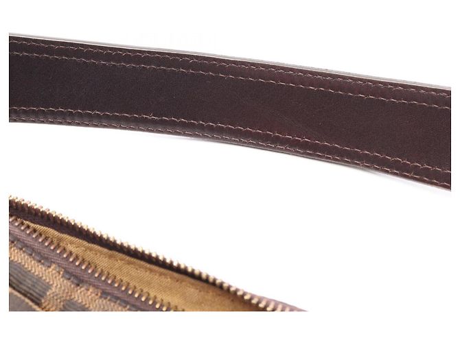 Borsa a tracolla Fendi in tela Zucca e pelle Marrone Nero - vista 8