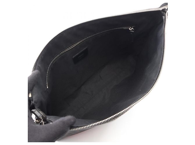 Borsa a Spalla Fendi Zucca Marrone Nero Rosso - vista 3