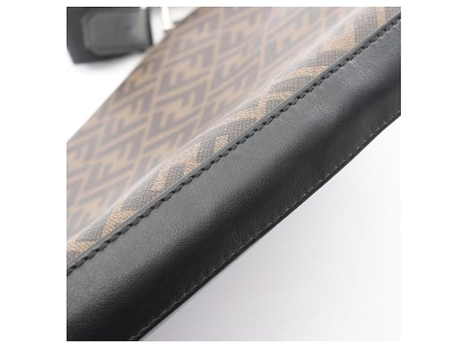Borsa a Spalla Fendi Zucca Marrone Nero Rosso - vista 9