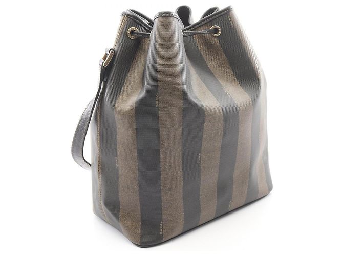 Borsa a Spalla Fendi Pequin Marrone Nero - vista 2