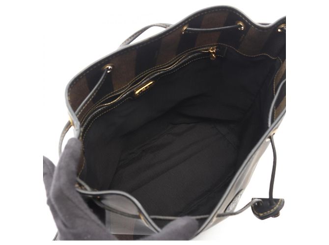 Borsa a Spalla Fendi Pequin Marrone Nero - vista 3