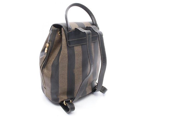 Fendi Pequin Rucksack/Handtasche Braun Schwarz - Ansicht 2
