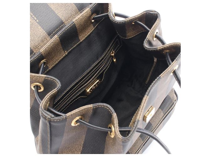 Fendi Pequin Rucksack/Handtasche Braun Schwarz - Ansicht 3