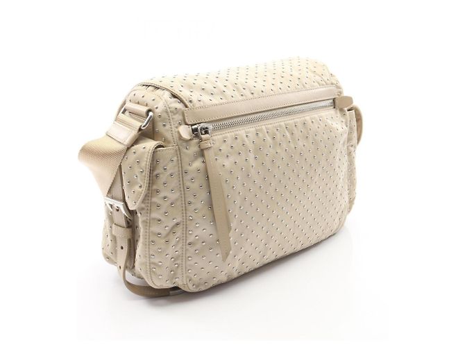 Borsa a tracolla/Borsa a mano Prada Re-Nylon con borchie Beige - vista 2