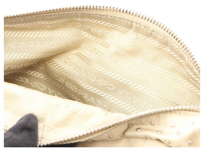 Borsa a tracolla/Borsa a mano Prada Re-Nylon con borchie Beige - vista 5