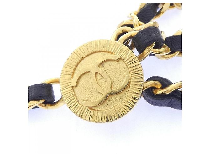 Cinturón de cadena Chanel negro y dorado - vista 3