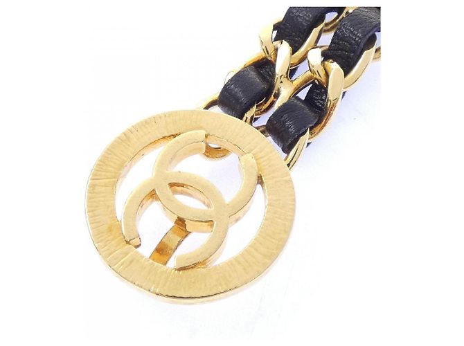 Cintura con catena Chanel nera e oro Nero D'oro - vista 2