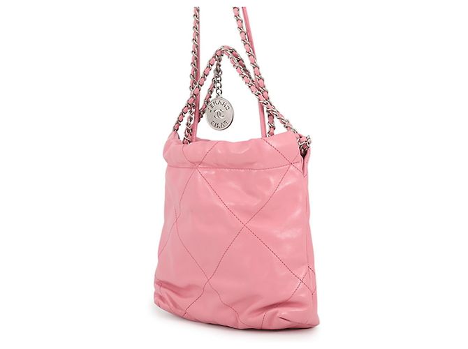 Borsa Chanel 22 Mini Coco Mark in pelle di vitello lucida Rosa - vista 2