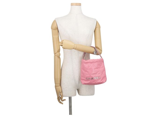 Borsa Chanel 22 Mini Coco Mark in pelle di vitello lucida Rosa - vista 4
