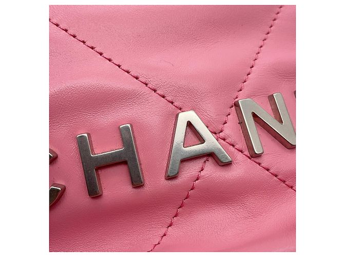 Borsa Chanel 22 Mini Coco Mark in pelle di vitello lucida Rosa - vista 8