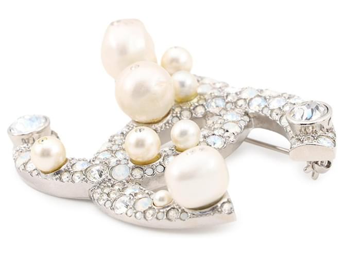 Spilla Chanel con strass Argento - vista 2