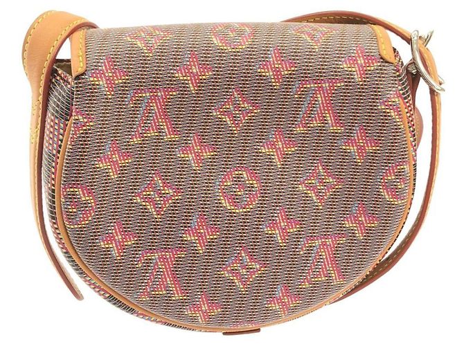 Borsa a tracolla Louis Vuitton Monogram LV Pop Tambourin M55460 Marrone Rosa - vista 2