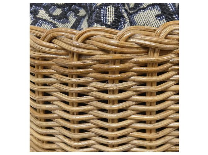 Borsa a Spalla Christian Dior DIOR OBLIQUE in Vimini M7600CMVO Blu Beige - vista 4