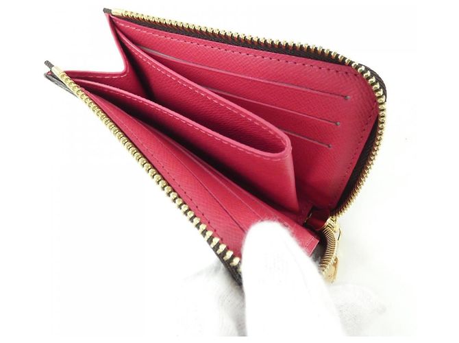 Louis Vuitton Monogram Portefeuille Noir Compact Wallet Marrone Rosso - vista 3