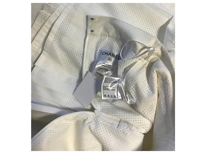 Saia de algodão perfurado branco Chanel - vista 7
