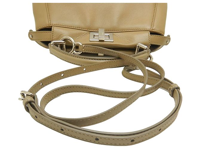 Fendi Borsa Mini Selleria Peekaboo in pelle beige - vista 10