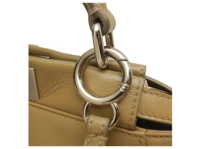 Fendi Borsa Mini Selleria Peekaboo in pelle beige - vista 15